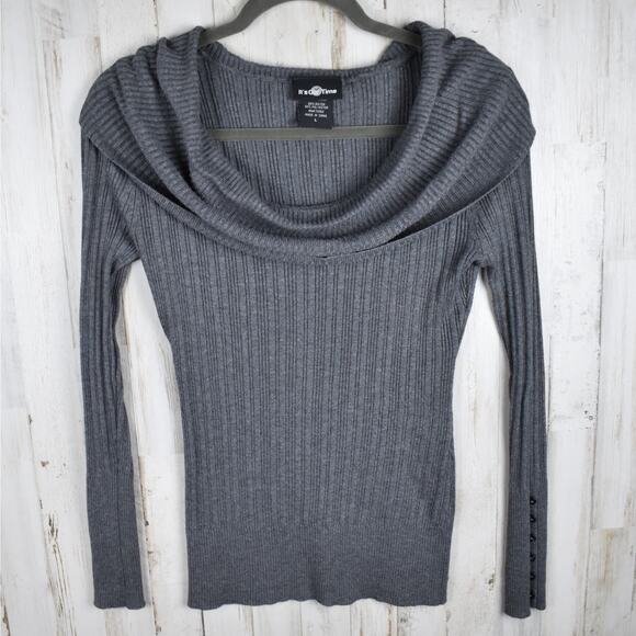 Y2K vintage gray ribbed sweater top junior's extra slim fit size large Coquette - Picture 5 of 7